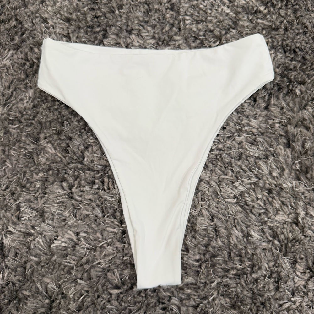 437 Four Three Seven High-Cut Bikini Bottom in White, Size S